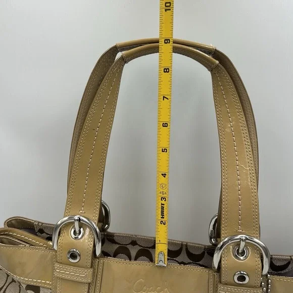 COACH Soho Y2K Shoulder Handbag Pleated Signature Canvas Leather Trim F13742 - Picture 9 of 16